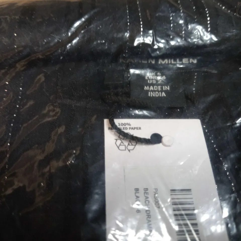 PACKAGED KAREN MILLEN BLACK BEACH DRAMA WOVEN KIMONO - SIZE 6