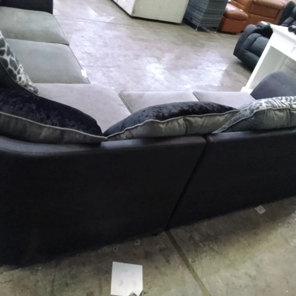 QUALITY DESIGNER 3PCS CORNER SOFA - GREY/BLACK FABRIC 