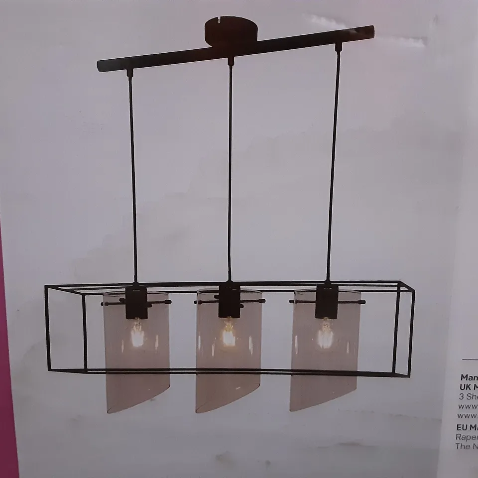 BOXED DALUIZ PENDANT LIGHTS : COMPATIBLE WITH E27 LIGHT BULB - BLACK METAL FRAME