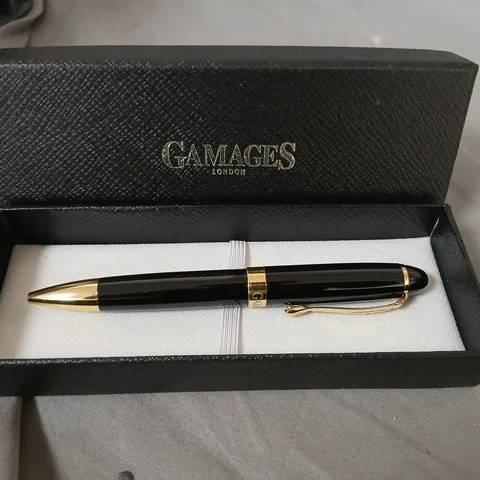 GAMAGES LONDON PEN – BLACK LACQUER WITH GOLD TRIM