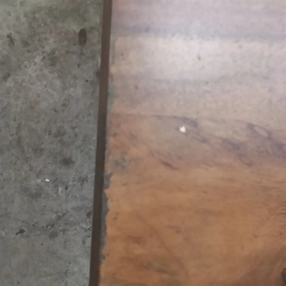 BROWN TABLE - DAMAGED CORNERS - CHIPS / SCRATCHES - SLANTED