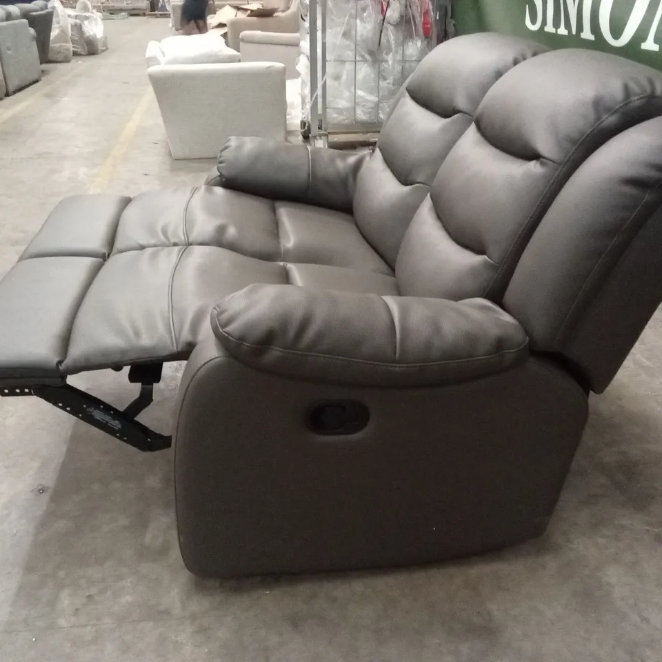ROTHBURY LUXURY FAUX LEATHER HIGH BACK 2 SEATER MANUAL RECLINER SOFA - CHARCOAL RRP £629