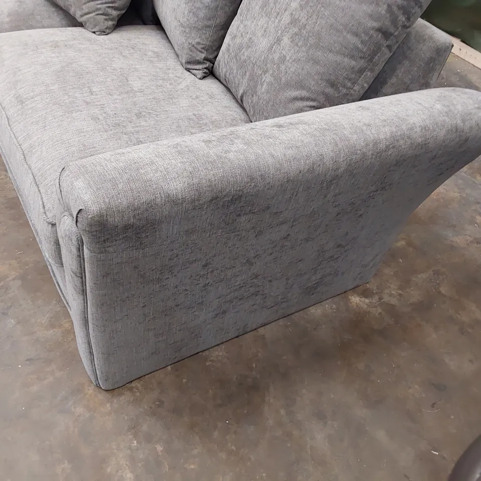 DESIGNER FOUR SEATER SOFA WITH SCATTER CUSHIONS GREY FABRIC 