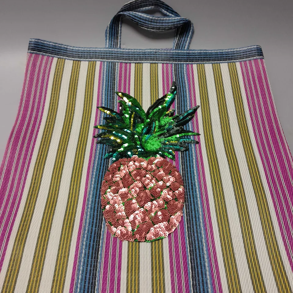 BRAND NEW BROWN PEPPER HANDBAGS PINEAPPLE SEQUIN STRIPED TOTE (BLUE, PINK, GREEN, YELLOW)
