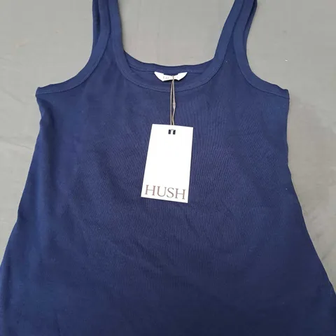 HUSH NAVY SETH LOW SCOOP RIBBED VEST - SMALL