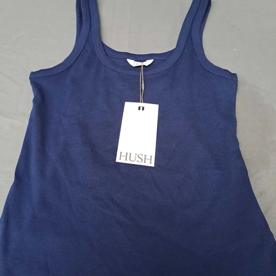 HUSH NAVY SETH LOW SCOOP RIBBED VEST - SMALL