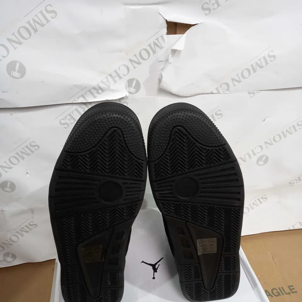 BOXED PAIR OF JORDANS IN ALL BLACK SIZE 8