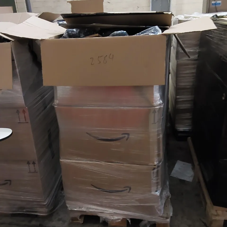 PALLET TO CONTAIN ASSORTED HOUSEHOLD ITEMS AND CONSUMER PRODUCTS. INCLUDING SHORTS, PHONE CASES, BOOK, CARD GAMES ETC