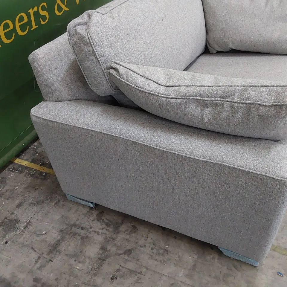 QUALITY BRITISH MADE LOUNGE Co JOSIE SNUGGLER CHAIR WITH BOLSTER CUSHIONS GREY FABRIC 