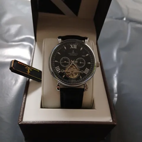 SAMUEL JOSEPH AUTOMATIC LIMITED EDITION SILVER BLACK WATCH – BOXED (SJ0004)
