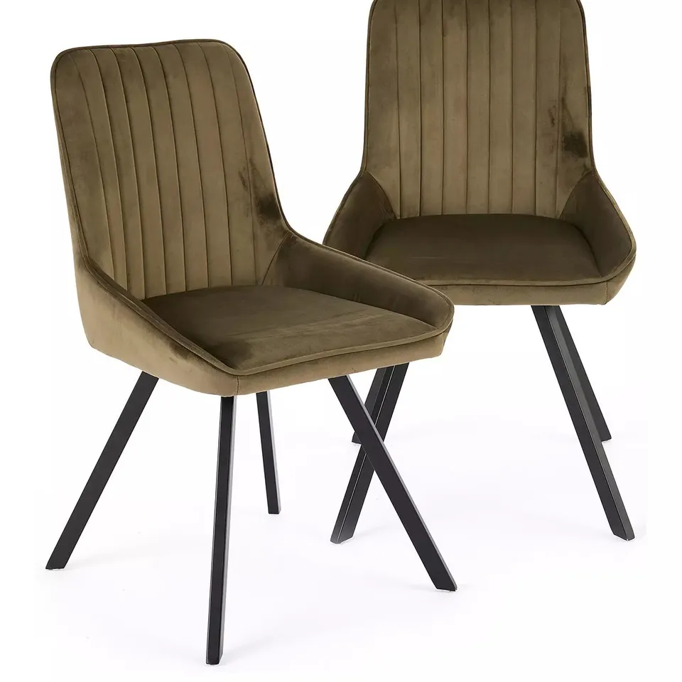 MARLOW PAIR OF DINING CHAIRS - MOSS GREEN AND BLACK