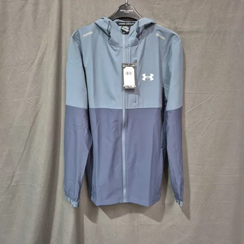 UNDER ARMOUR FITTED HOODED JACKET – BLUE/SLATE, SIZE SM (UK SMALL)