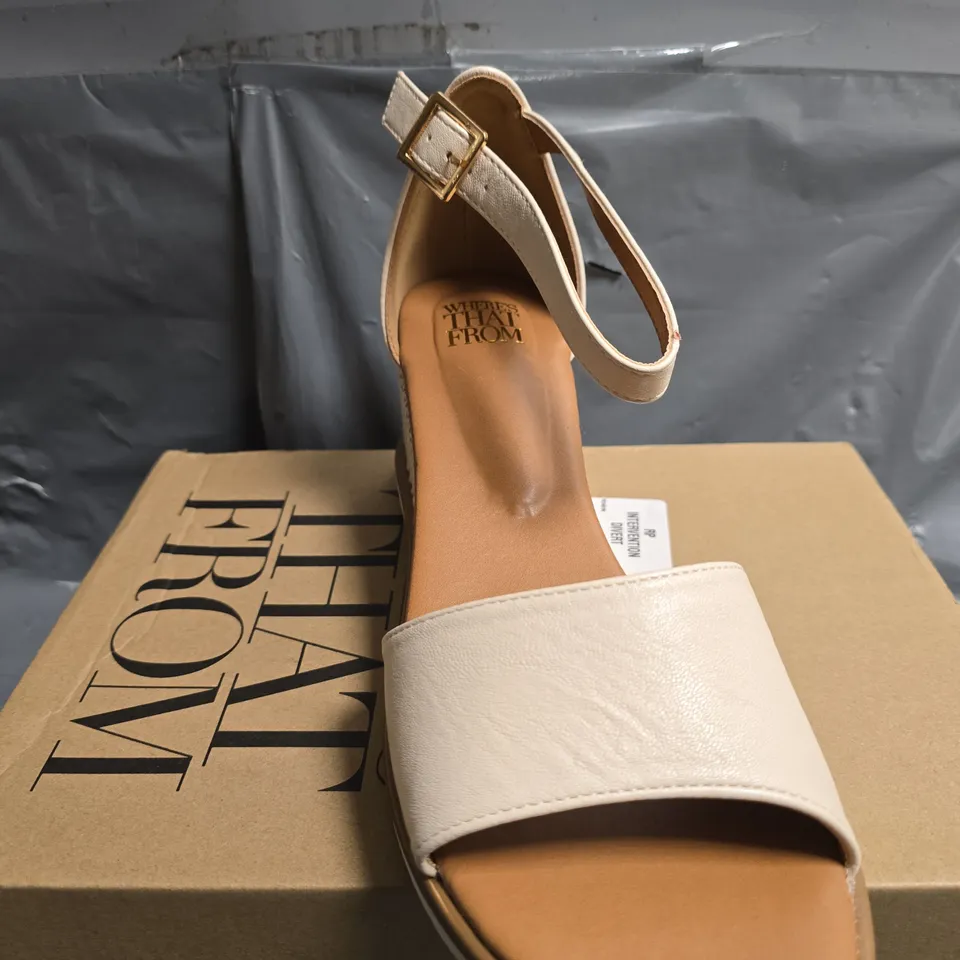 BOXED WHERES THAT FROM CREAM WEDGE SANDALS - UK 8 