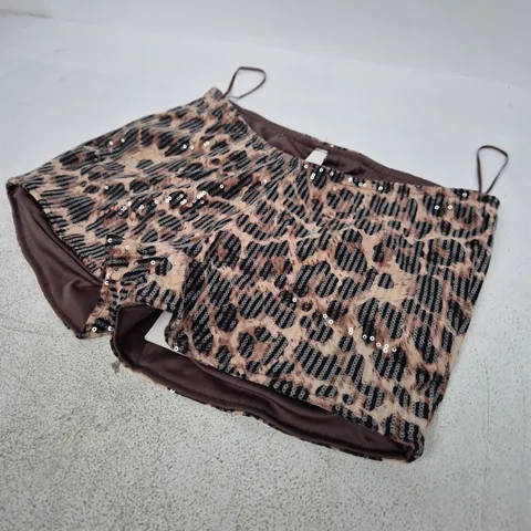 MOTEL ERNA SHORTS LEOPARD SEQUIN – BROWN, SIZE S