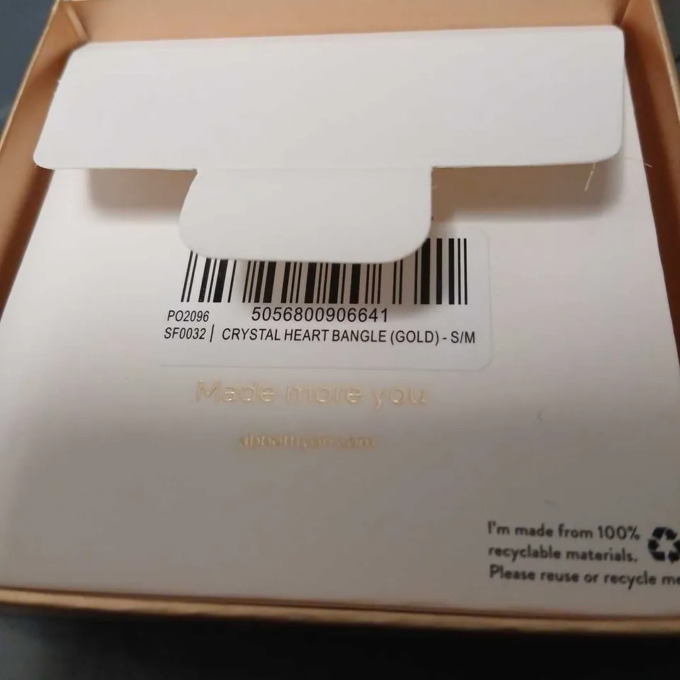 ABBOTT LYON CRYSTAL HEART BANGLE – GOLD, S/M (BOXED)