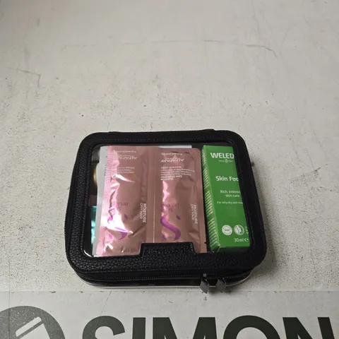 ASSORTED SKINCARE & COSMETIC SAMPLES IN ZIP CASE (WELEDA, AVEENO, GRACE & STELLA, ALFAPARF MILANO)
