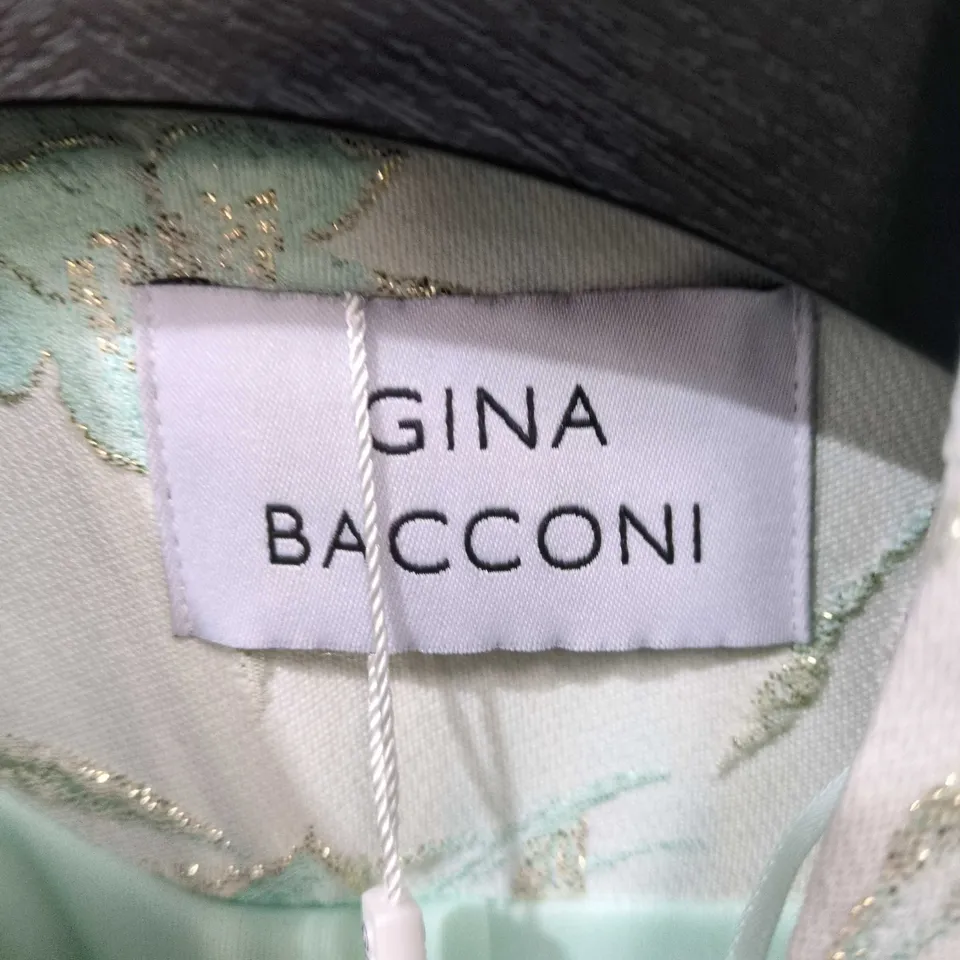 GINA BACCONI DRESS & JACKET SET – MINT FLORAL EMBROIDERED, UK 10 (SBD3088)