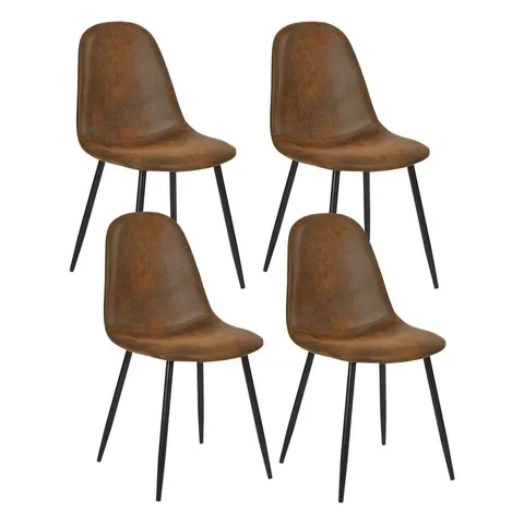 BOXED VINTAGE DINING CHAIRS SET OF 4 BROWN SUEDE EFFECT CHARLTON SUEDE BROWN S FRXZ UKFR (1 BOX)