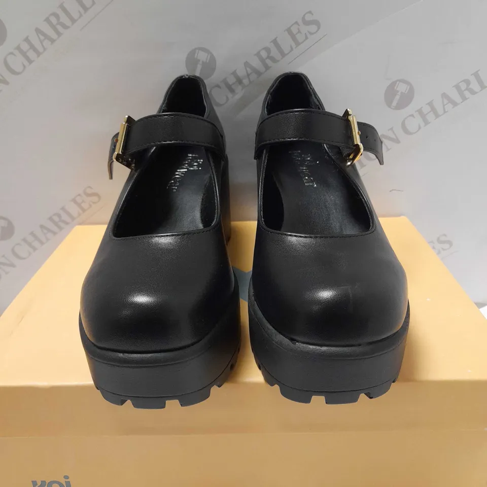 KOI TIRA MARY JANES FAUX LEATHER EDITION BLACK PU SHOES - SIZE 5