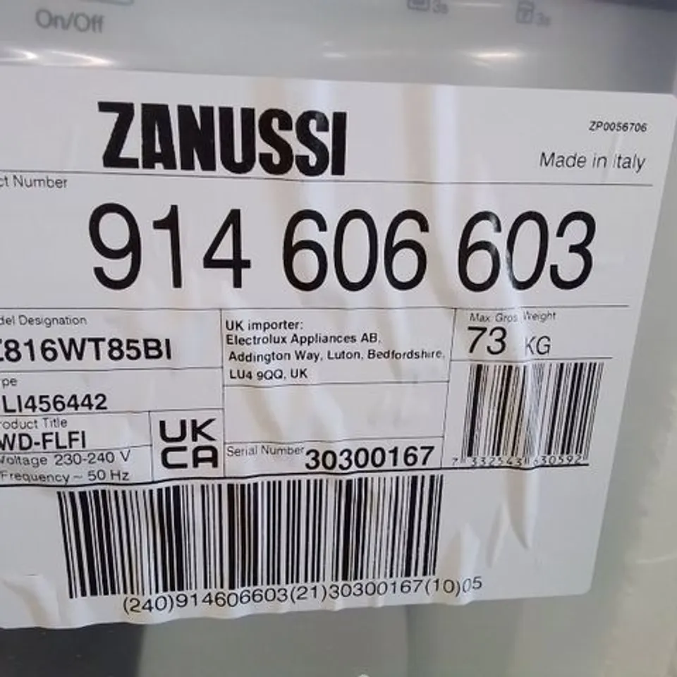 ZANUSSI INTEGRATED 8KG / 4KG WASHER DRYER WITH 1600 RPM - WHITE - E RATED Model Z816WT85BI RRP £775