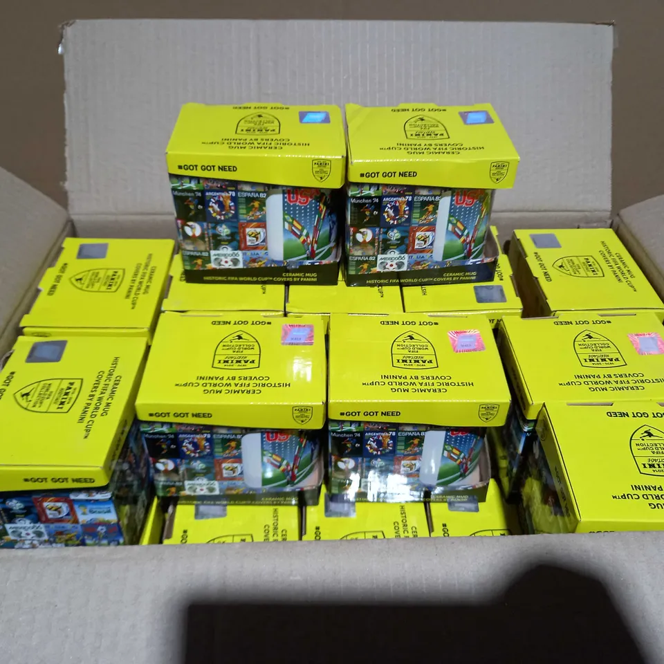 BOX OF APPROXIMATELY 30 USA WORLD CUP 1994 PANINI CERAMIC MUGS
