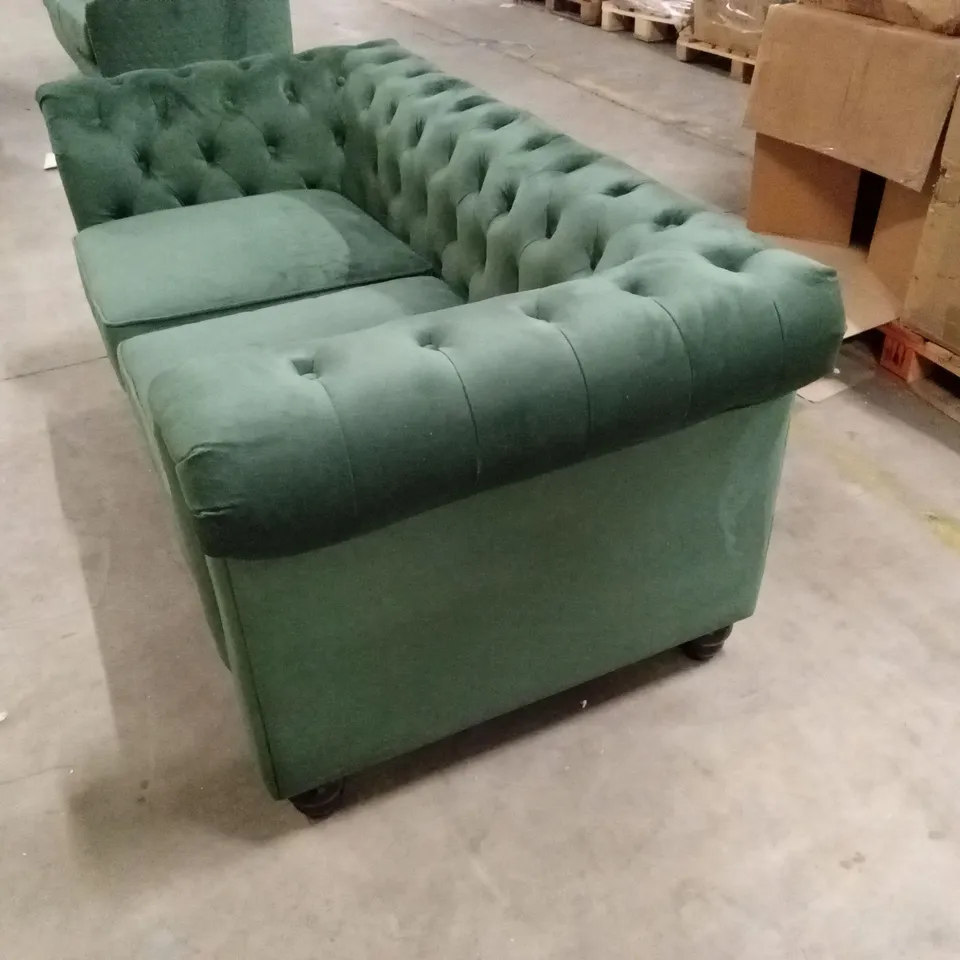HAMPTON 2 SEATER CHESTERFIELD SOFA, MOSS GREEN CLASSIC VELVET