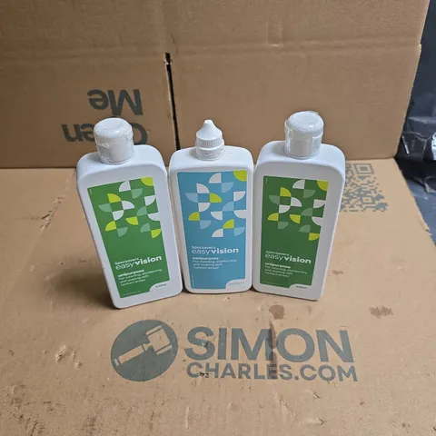 TOTE OF APPROXIMATELY 25 ASSORTED CONTACT LENS CLEANING PRODUCTS 