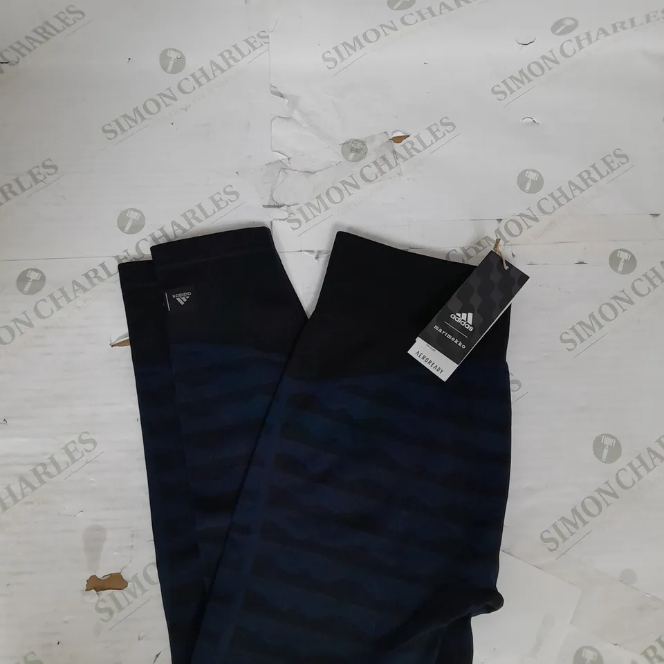 ADIDAS MARIMEKKO AEROREADY STRIPE LEGGINGS IN NAVY AND BLACK SIZE XL