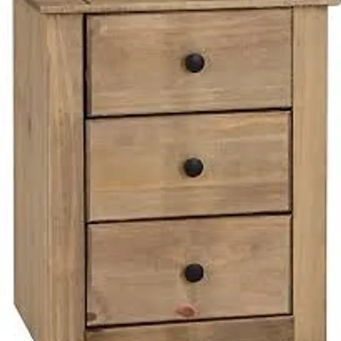BOXED PANAMA WAXED PINE 3 DRAWER BEDSIDE CABINET (1 BOX)