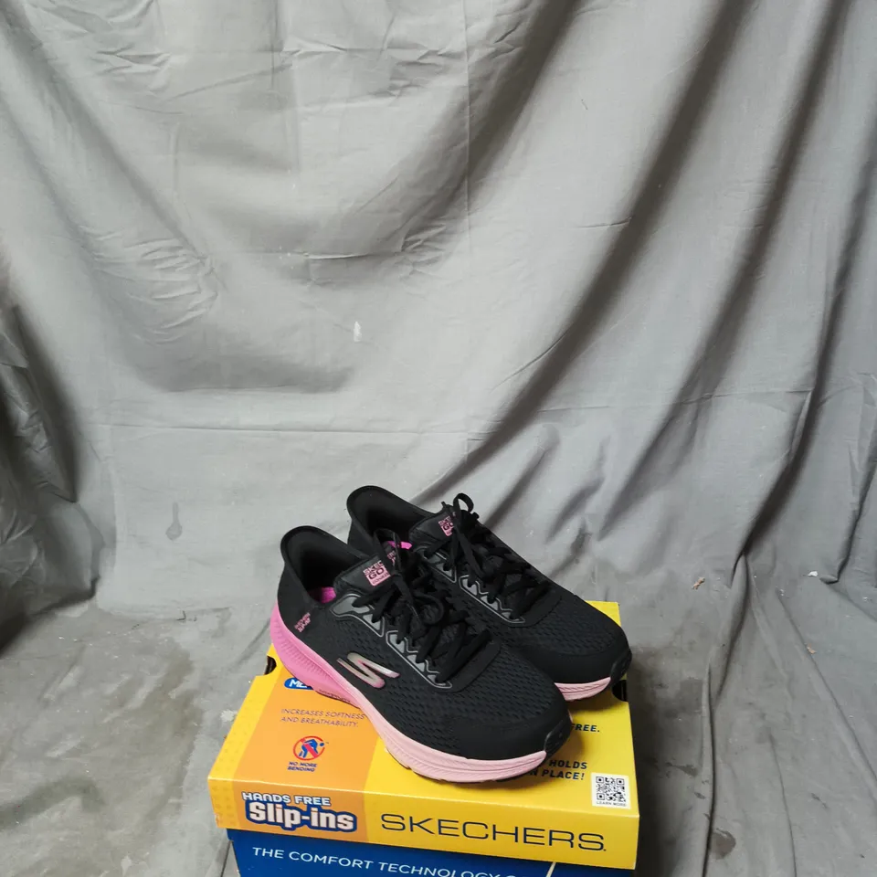 SKECHERS WOMEN'S SLIP-INS MEMORY FOAM SNEAKERS – BLACK/PINK, UK 6 (US 9)