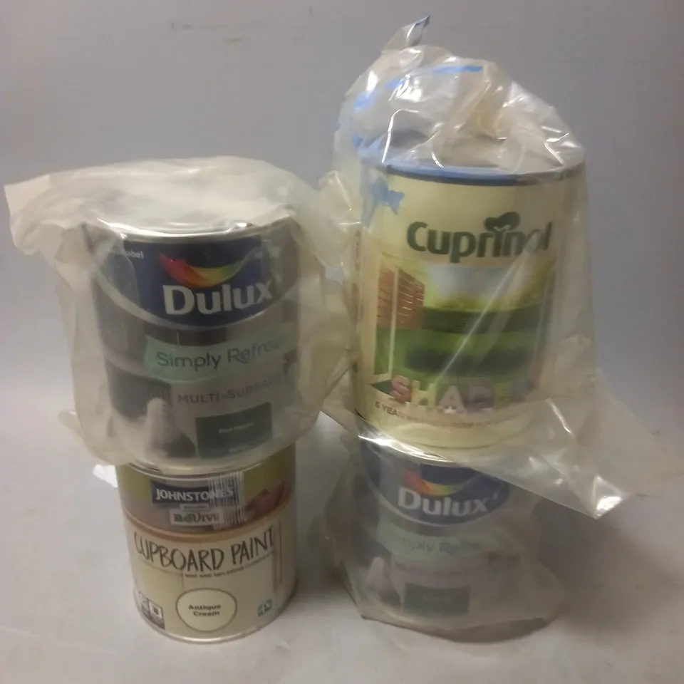 6 ASSORTED POTS OF PAINT TO INCLUDE DULUX, JOHNSTONES, AND CUPRINOL 