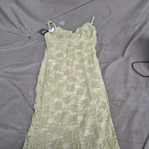 EGO LACE BANDEAU MAXI DRESS WITH SCARF – YELLOW, UK SIZE M