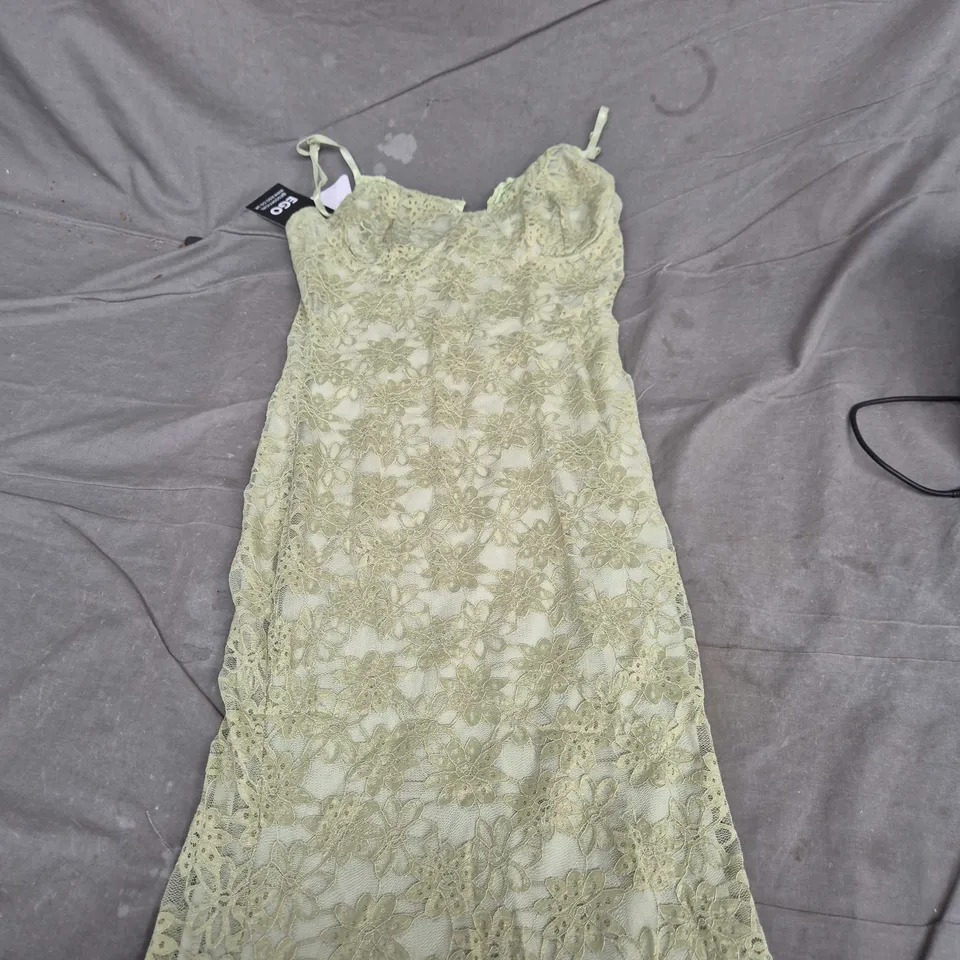 EGO LACE BANDEAU MAXI DRESS WITH SCARF – YELLOW, UK SIZE M