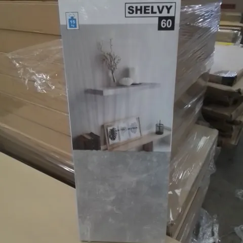 BRAND NEW AND BOXED SHELVY-60 SET OF 5 WALL SHELFS - COLOUR: STRUCTURED CONCRETE (1 BOX)