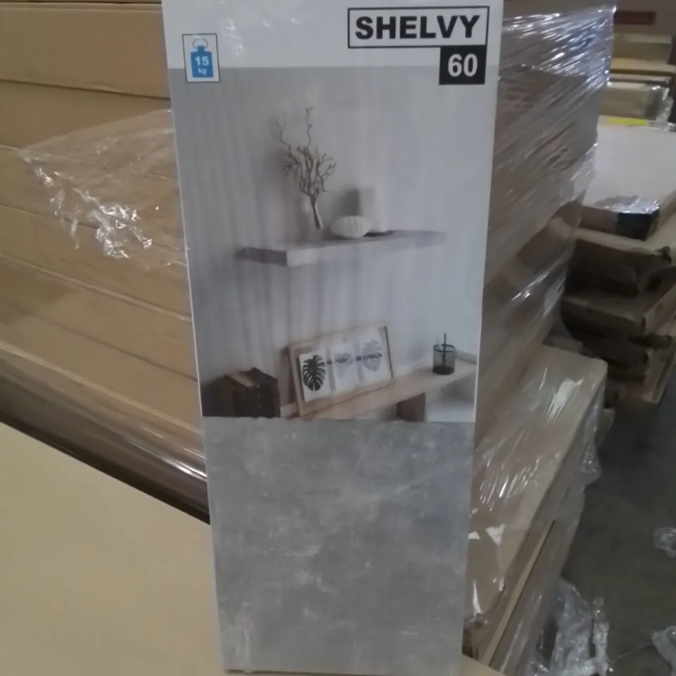 BRAND NEW AND BOXED SHELVY-60 SET OF 5 WALL SHELFS - COLOUR: STRUCTURED CONCRETE (1 BOX)