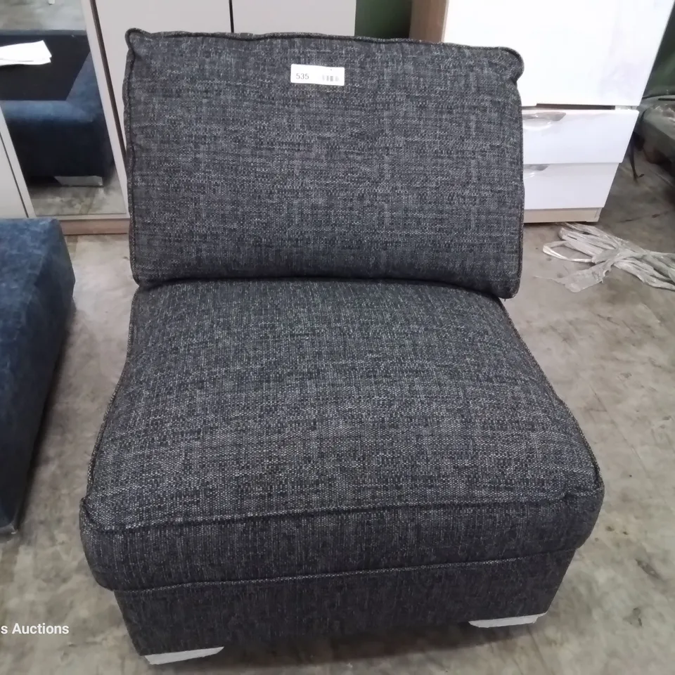 DESIGNER CELESTE ARMLESS SECTION BARLEY GRAPHITE FABRIC
