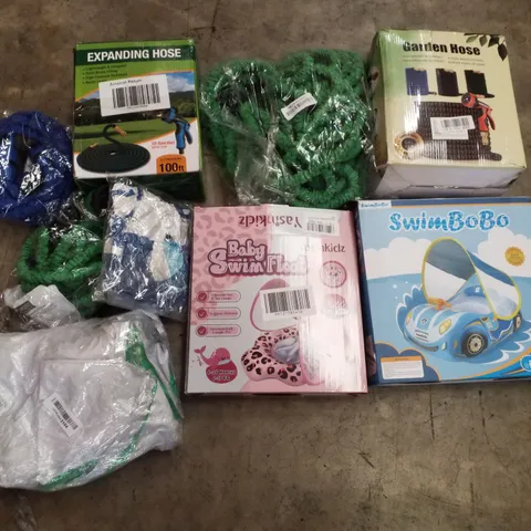 PALLET CONTAINING ASSORTED GARDEN HOSES & INFLATABLES 