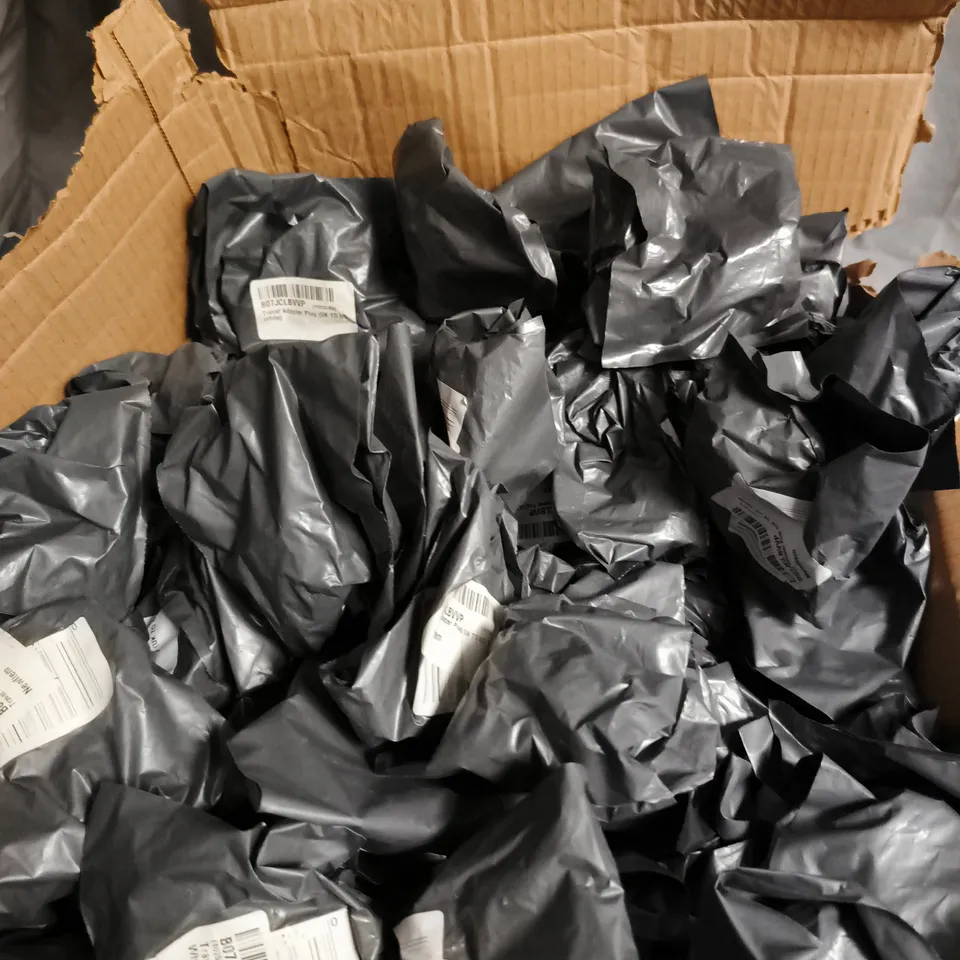 BOX OF APPROXIMATELY 50 X WHITE TRAVEL PLUG ADAPTOR WITH TWO-PIN PRONGS