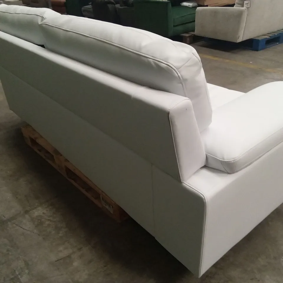 KANSAS 3 SEATER SOFA, WHITE PREMIUM FAUX LEATHER