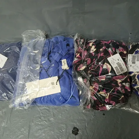 BOX OF APPROXIMATELY 8 ASSORTED BAGGED PIECES OF CLOTHING IN VARIOUS STYLES, SIZES, AND BRANDS