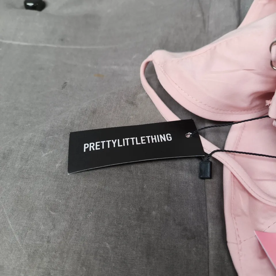 PRETTYLITTLETHING BABY PINK WOVEN BELT WRAP MAXI DRESS SIZE 10