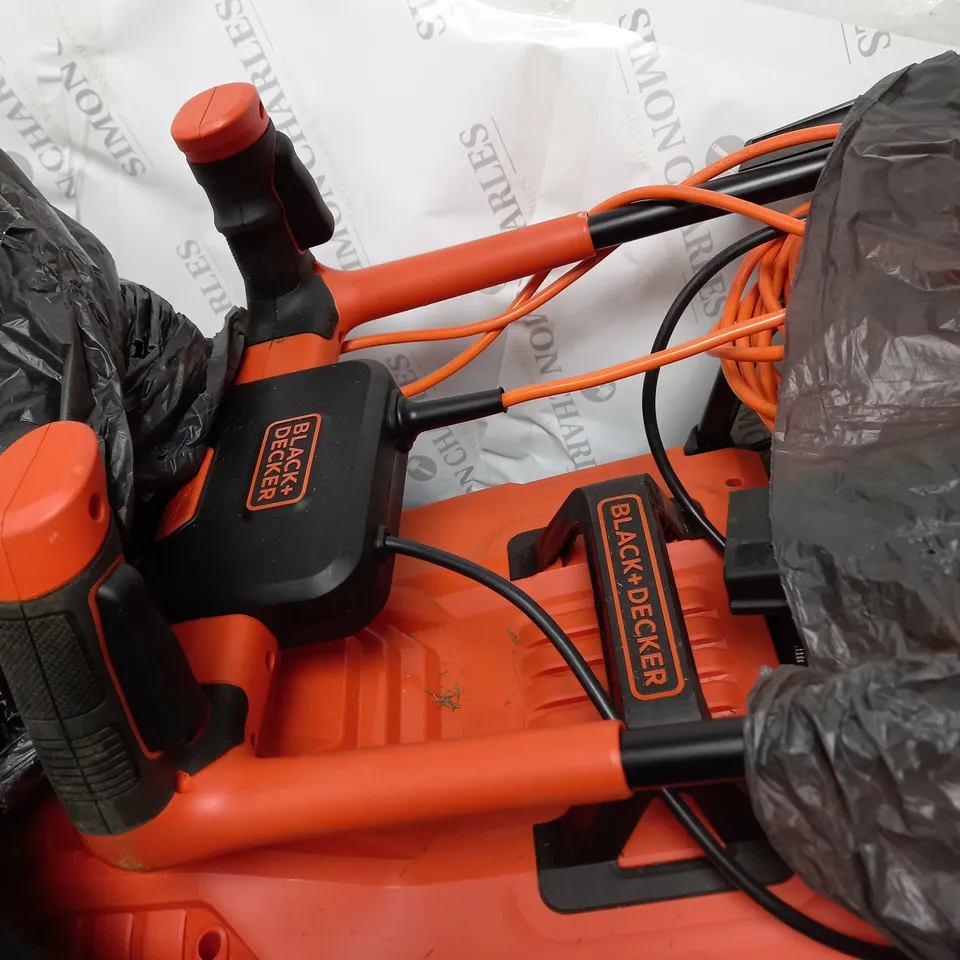 BLACK MAND DECKER LAWNMOWER - BLACK AND ORANGE - COLLECTION ONLY 