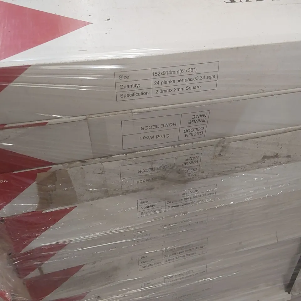 PALLET CONTAINING APPROXIMATELY 77x PACKS OF HOME DECOR OILED WOOD LUXURY VINYL TILES - 3.34M² PP
