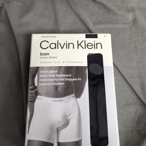 CALVIN KLEIN ICON COTTON STRETCH BOXER BRIEFS – 3 PACK, MEN'S UNDERWEAR, SIZE M