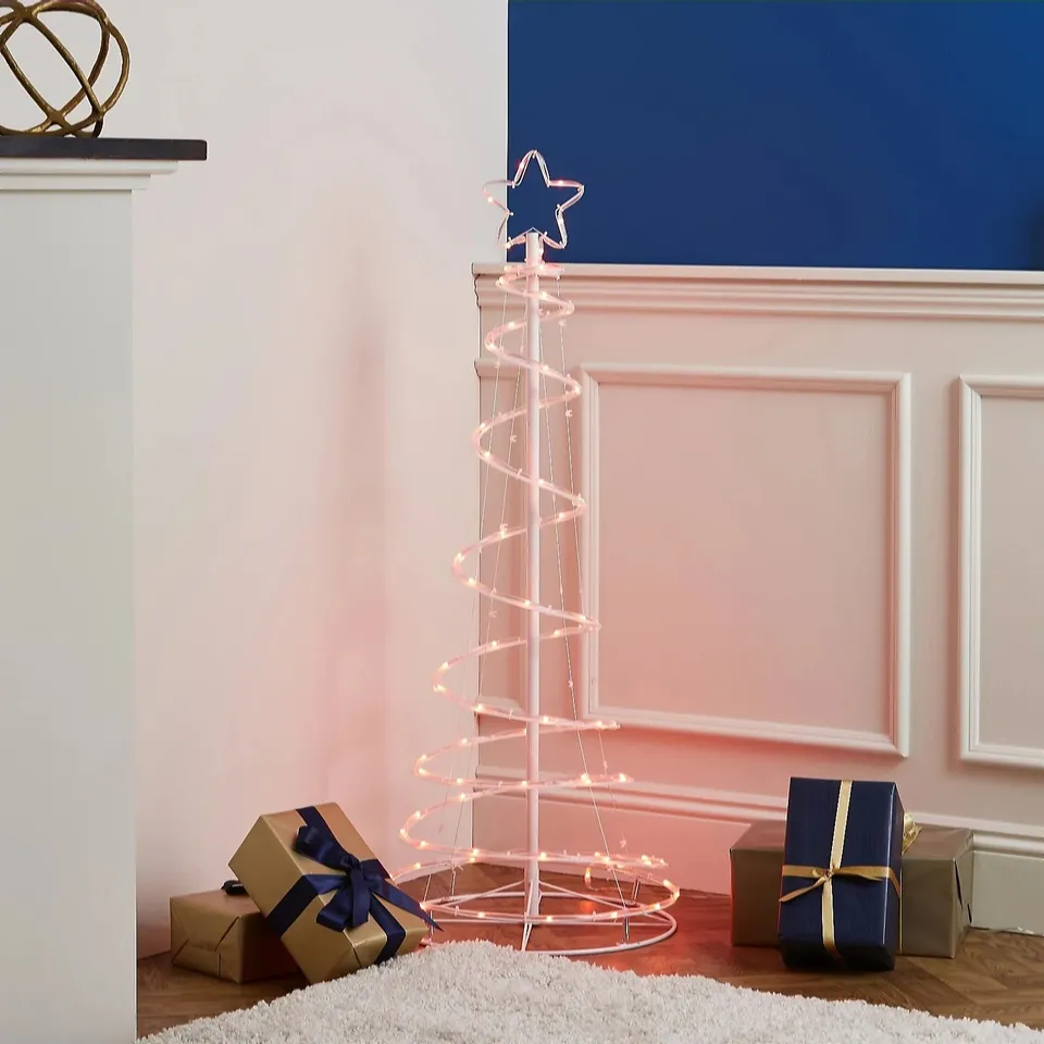 OUTLET INDOOR/OUTDOOR RAINBOW SPIRAL LIGHTUP TREE WITH REMOTE