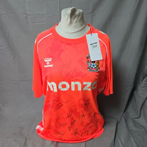 UK SIZE L COVENTRY CITY FOOTBALL CLUB AWAY SHIRT – MONZO SPONSOR, SIGNED