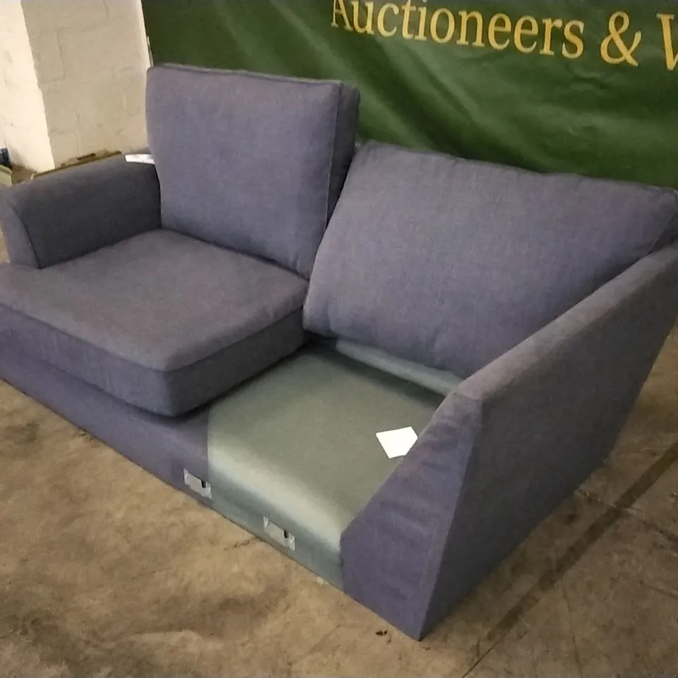 QUALITY BRITISH DESIGNER LIGHT BLUE FABRIC CORNER GROUP SOFA SECTION 