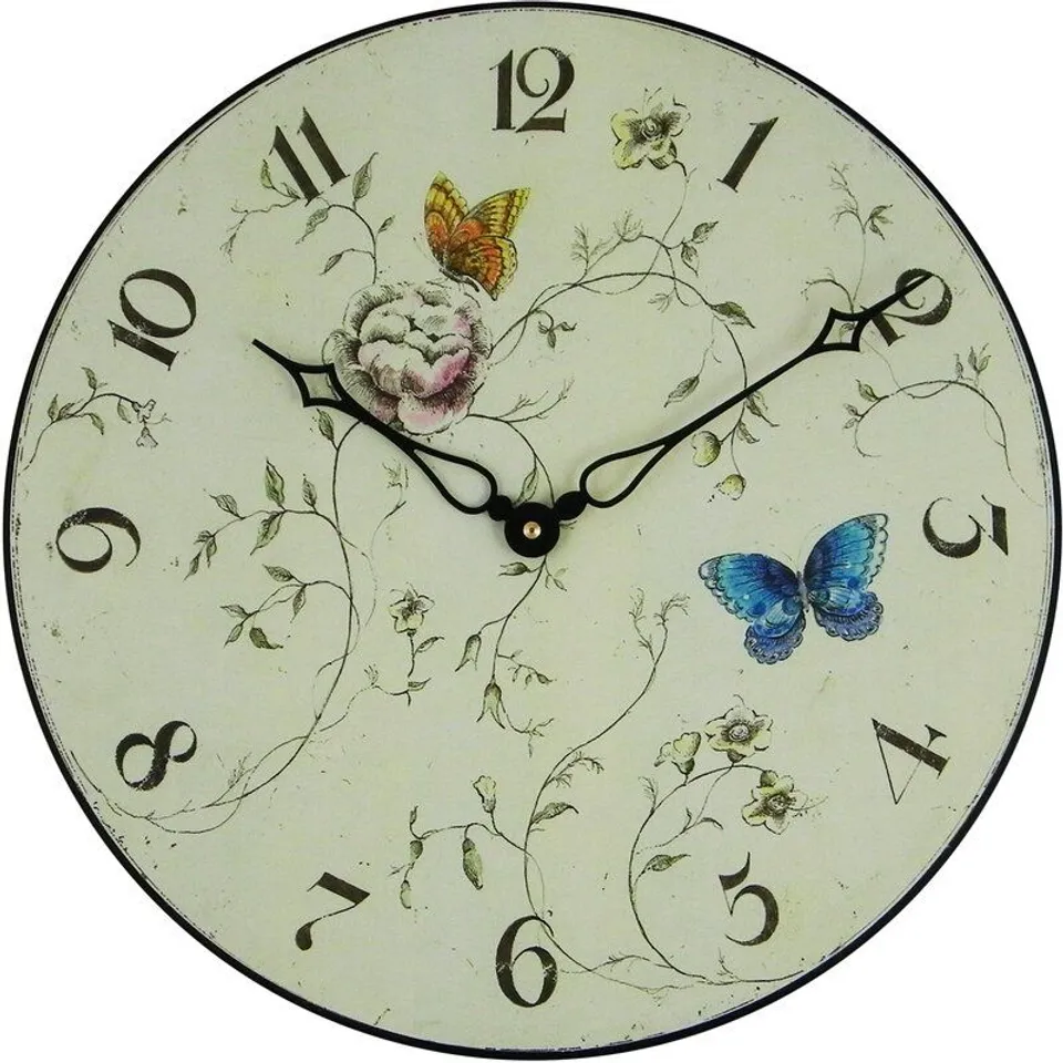 BOXED PUB/BUTTERFLIES 36CM WALL CLOCK