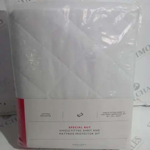 JOHN LEWIS SPECIAL BUY SINGLE FITTED SHEET AND MATTRESS PROTECTOR