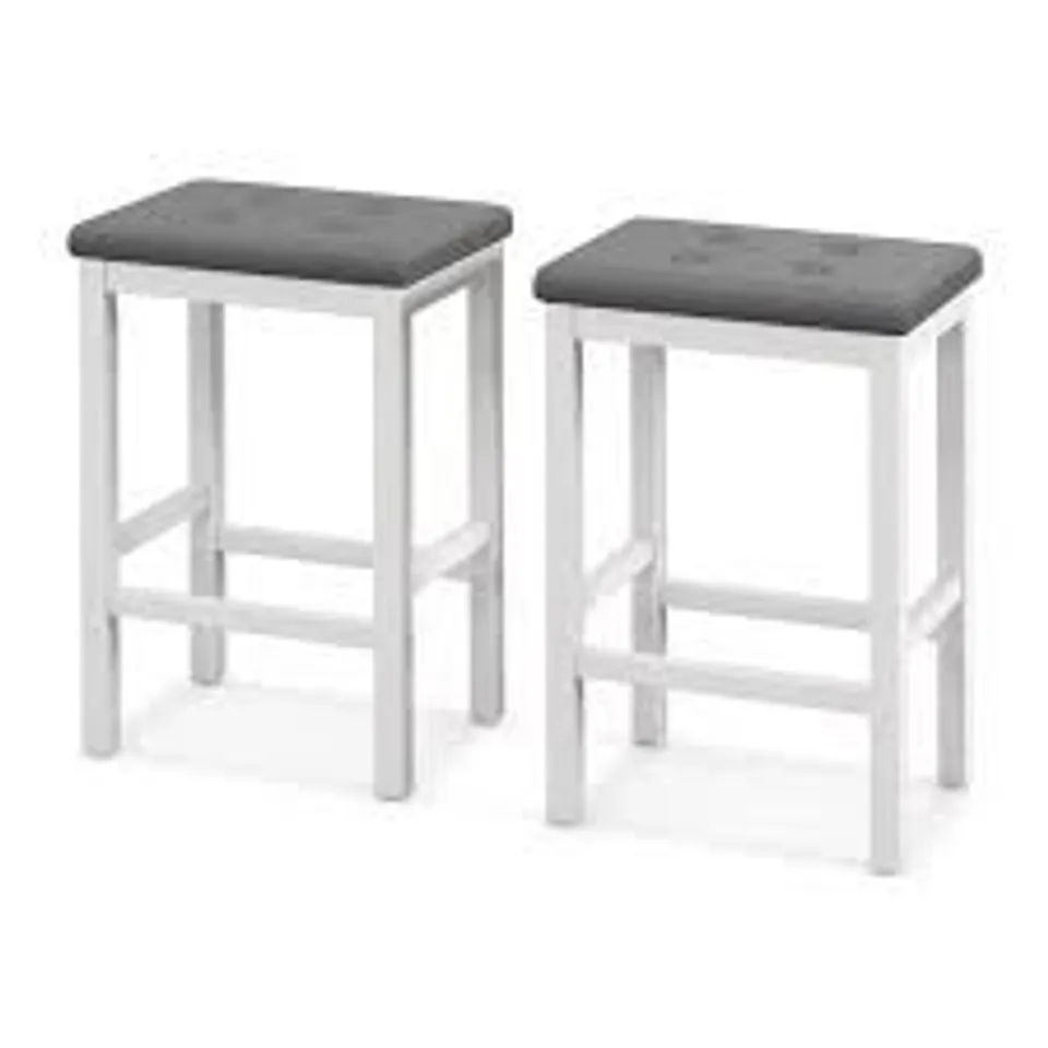 BOXED SET OF 2 BAR STOOLS WITH PADDED SEAT AND FOOTREST 